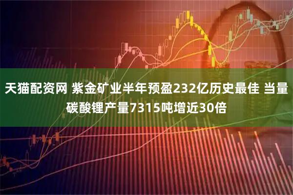 天猫配资网 紫金矿业半年预盈232亿历史最佳 当量碳酸锂产量7315吨增近30倍