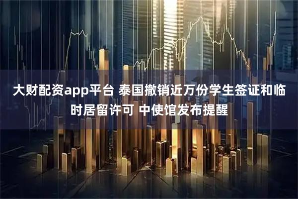 大财配资app平台 泰国撤销近万份学生签证和临时居留许可 中使馆发布提醒